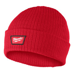 Rib-Knit Cuffed Beanie - Red