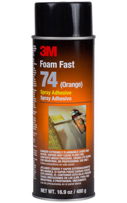 3M™ Foam Fast Spray Adhesive 74, Orange, 24 fl oz Can (Net Wt 16.9