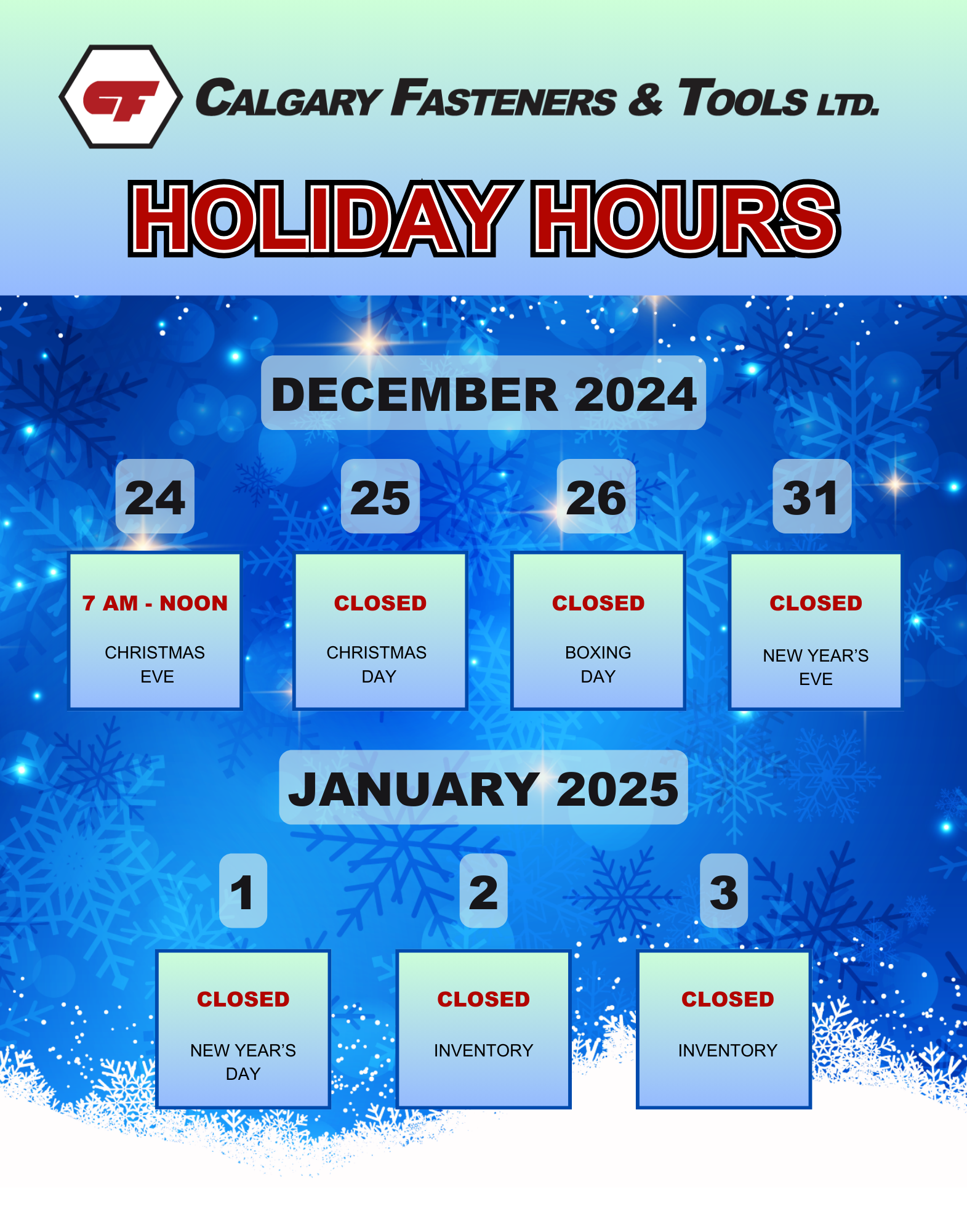 Holiday Hours